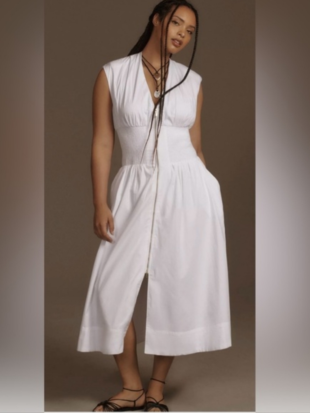 Anthropologie The Tommie Cap-Sleeve Midi Dress [L]